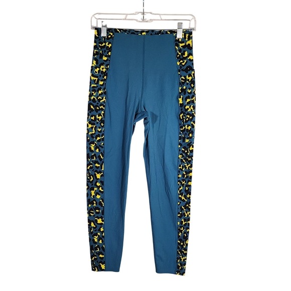 Sweaty Betty Pants - Sweaty Betty Power Ultra Sculpt High Waist 7/8 Workout Leggings Leopard Teal 8